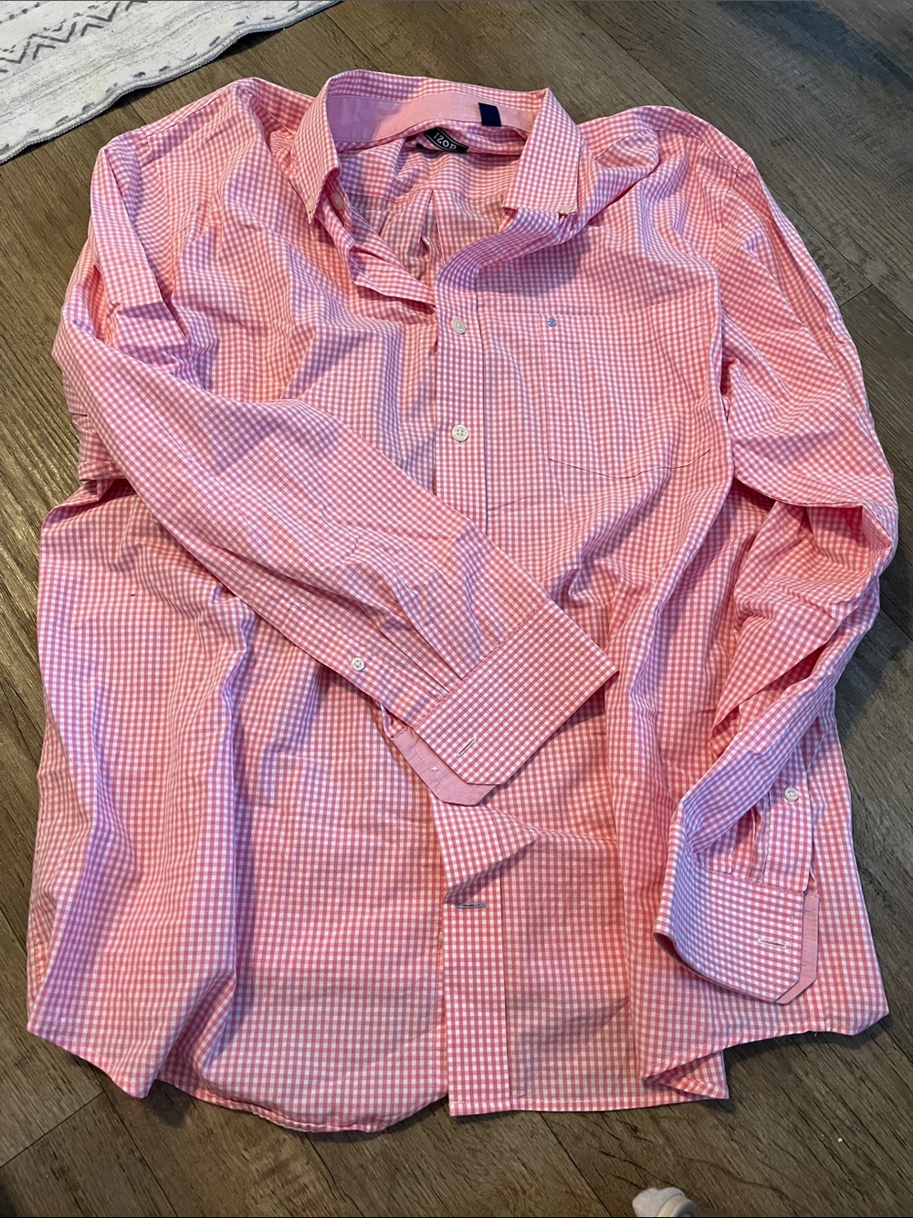 IZOD Men's Pink Gingham Button-Down Shirt